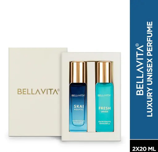 Bella Vita Luxury Unisex FRESH+SKAI Perfume Combo for Men and Women 40 ML (Pack of 2 Items 20ML Each)